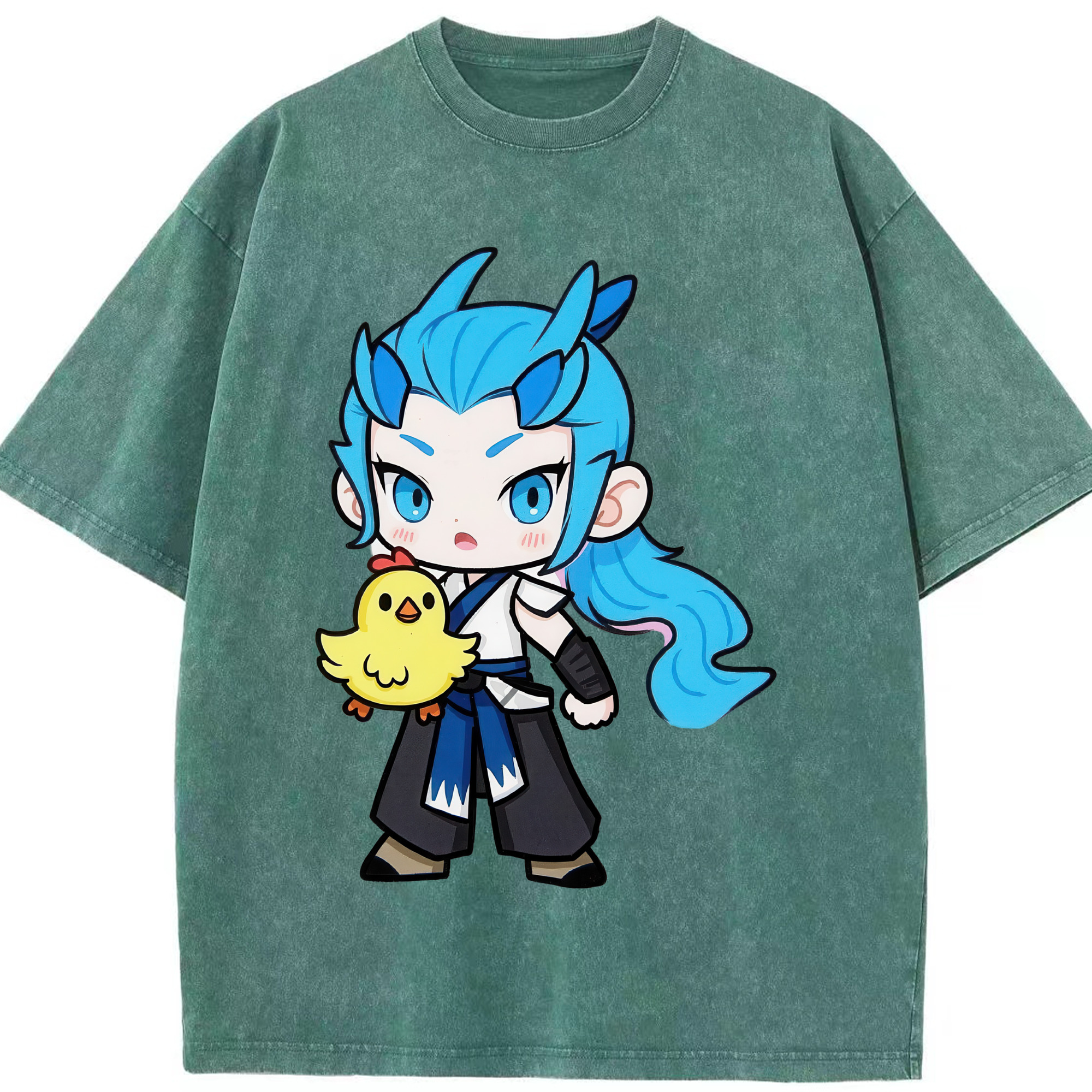 （画像用） Ne Zha 2 ナタ 魔童の大暴れ 綿100% ヴィンテージ風 半袖Tシャツ（フロントプリント）